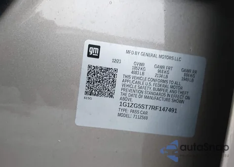 2024 Chevrolet Malibu Fwd Rs z USA, uszkodzony, nr VIN 1G1ZG5ST7RF147491